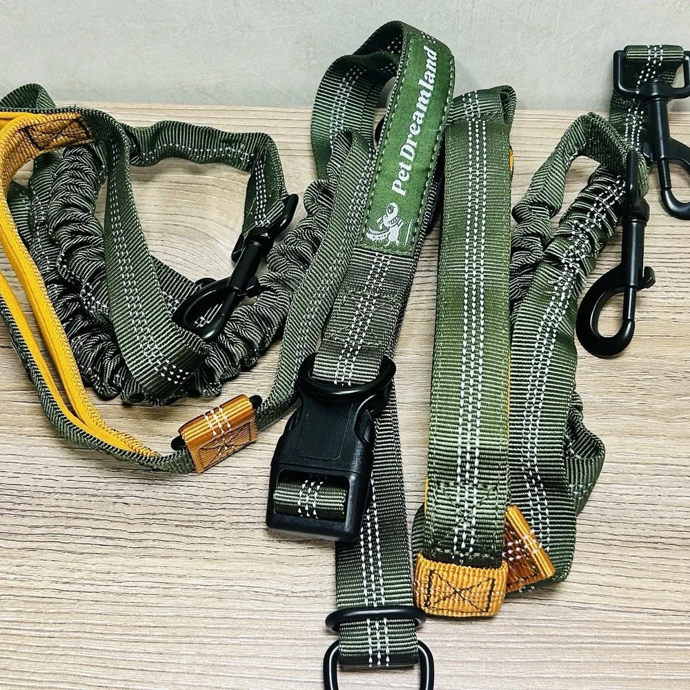 Pet DreamLand Double Dog Leash for Large Dogs - New Green & Orange NIP